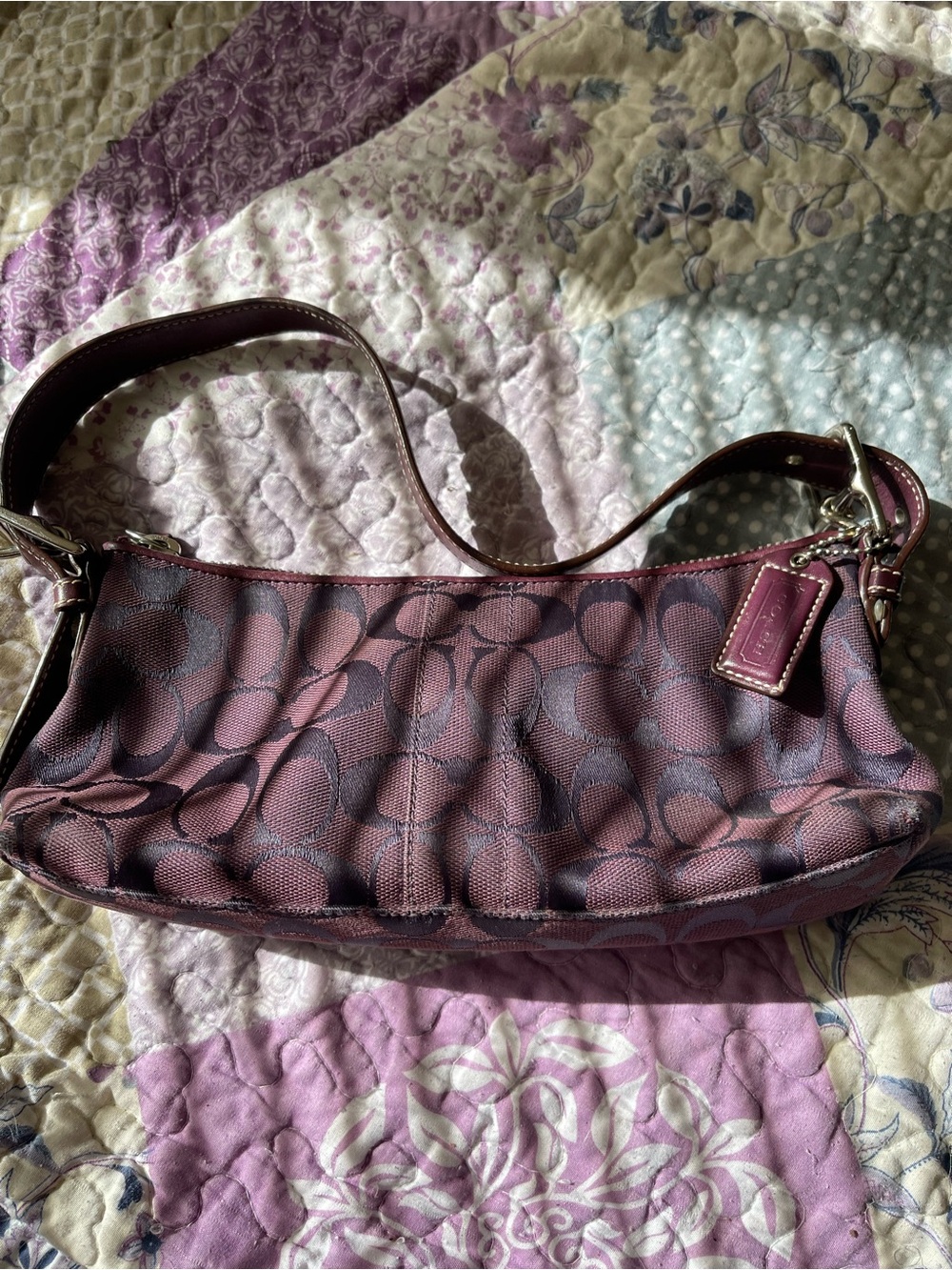 Coach Plum Jacquard Signature Shoulder Bag